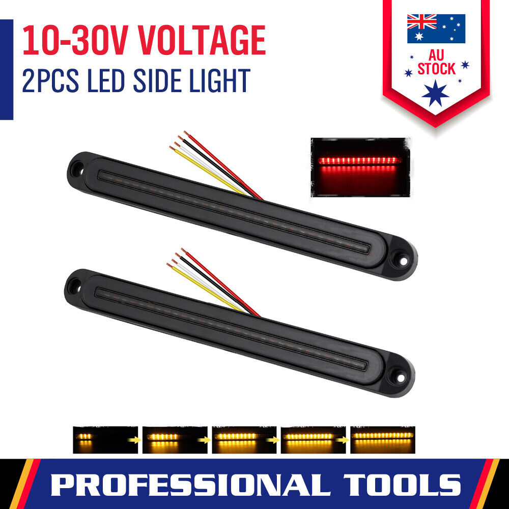 2Piece LED Tail Lights Flowing Turn Signal Stop brake Trailer Truck Caravan