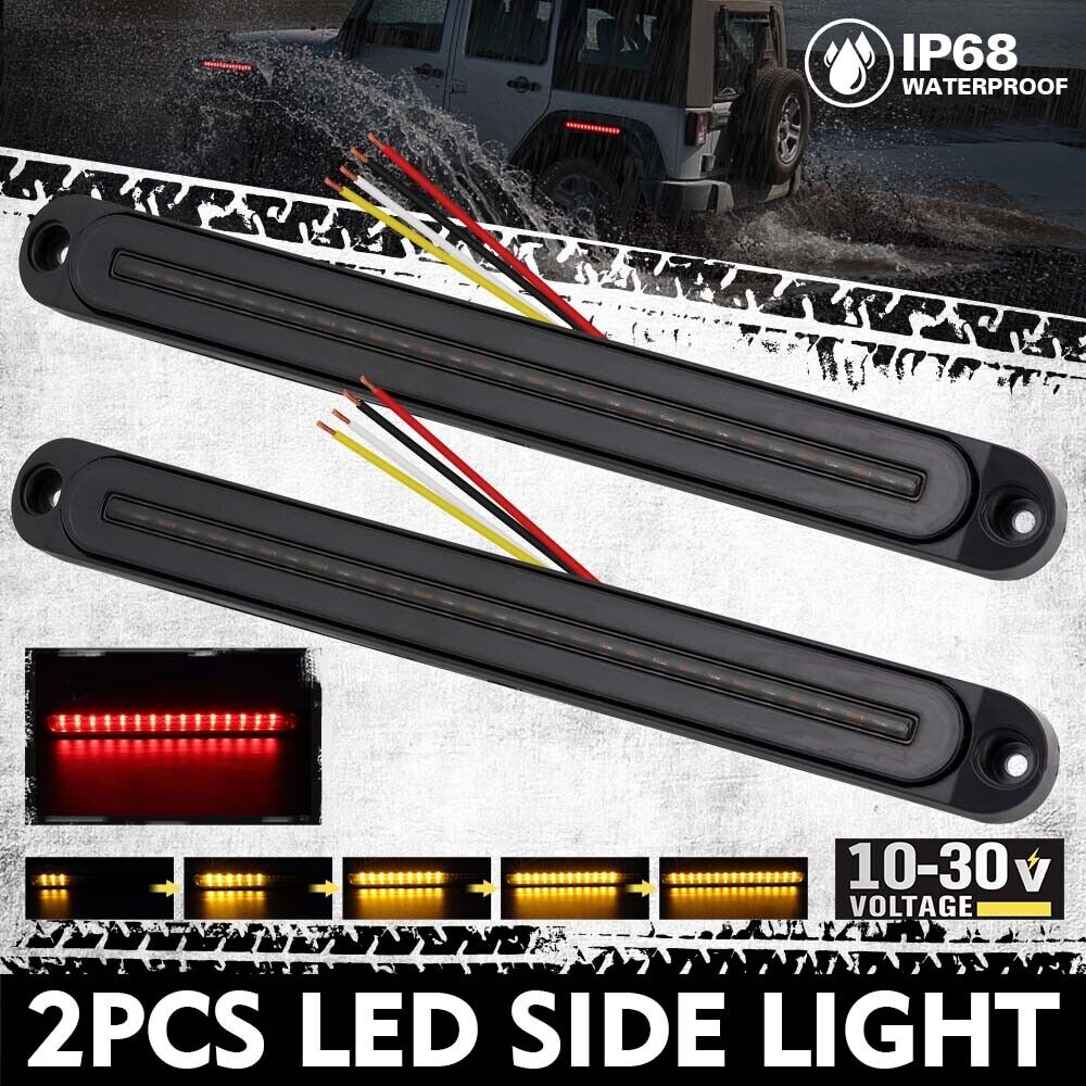 2Piece LED Tail Lights Flowing Turn Signal Stop brake Trailer Truck Caravan