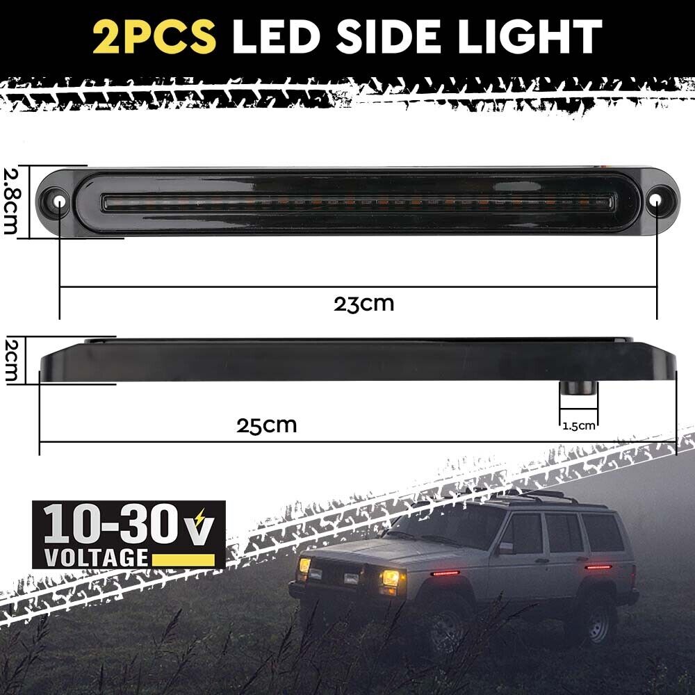 2Piece LED Tail Lights Flowing Turn Signal Stop brake Trailer Truck Caravan
