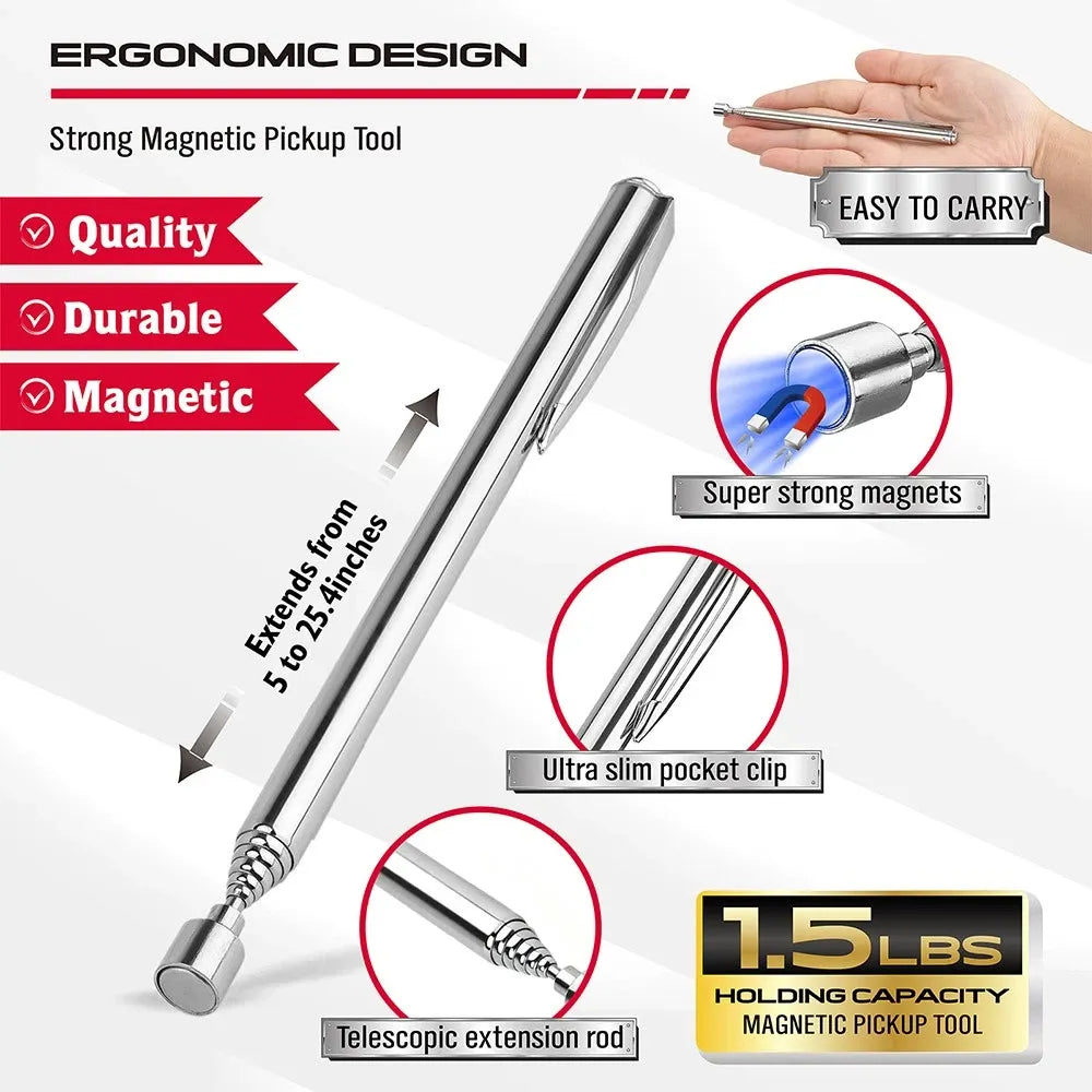 SEDY 6Pcs Magnetic Tray Pick-Up Tool Set Flexible Telescoping Auto Repair