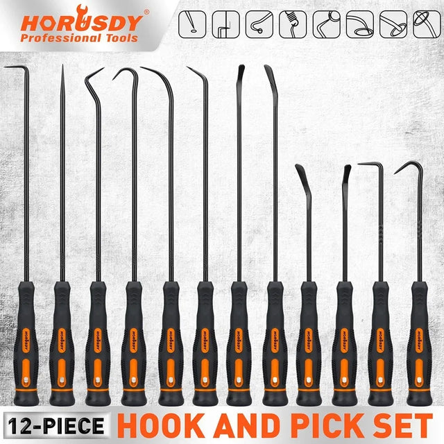 HORUSDY 12Pc Precision Hook and Pick Set O-Ring Seal Remover Hooks Puller Tool