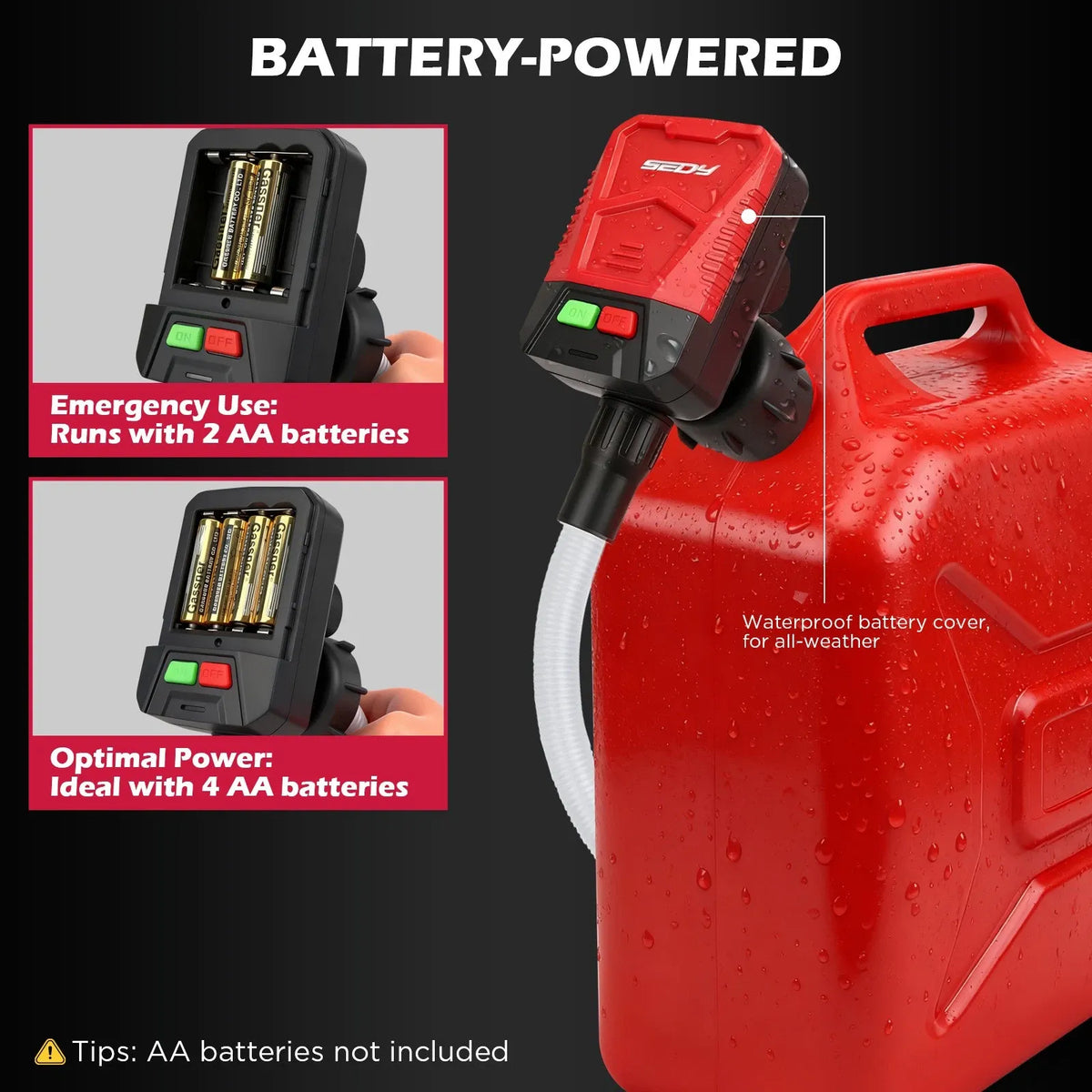 SEDY 3.2 GPM Automatic Shut Off Fuel Transfer Pump Battery Powered Diesel Pump