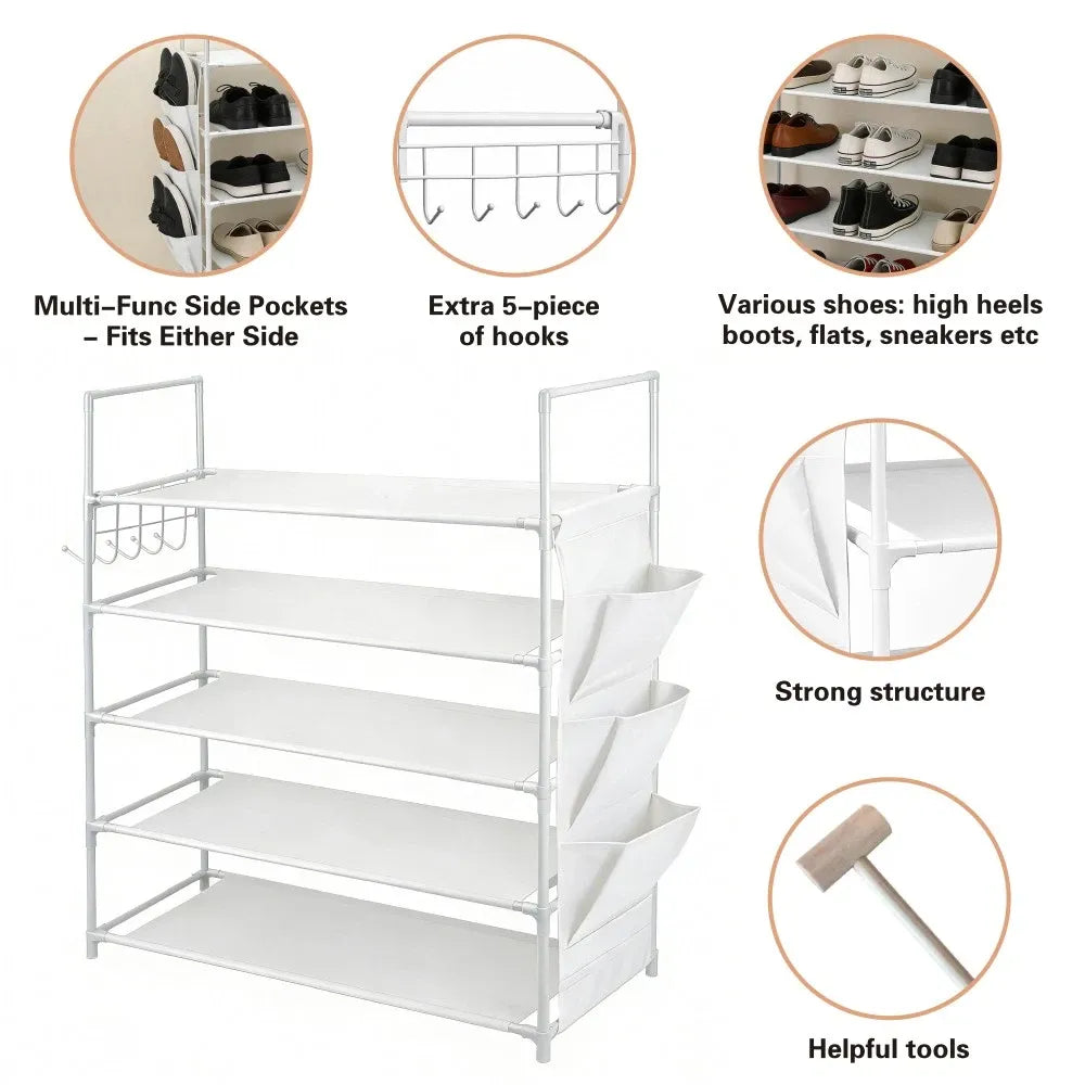 SEDY 5-Tier Shoe Rack Storage Organizer Shelf for 20–25 Pairs Bedroom Garage