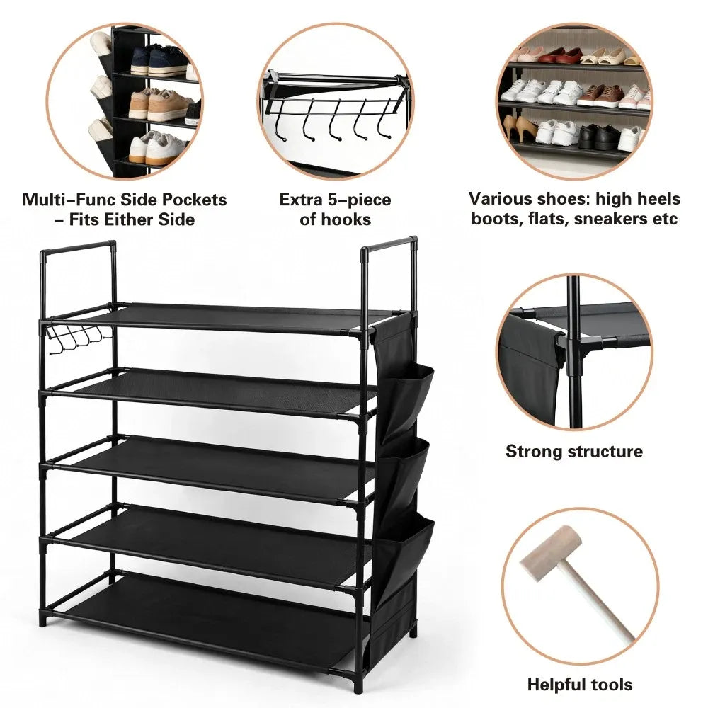 SEDY 5-Tier Shoe Rack Storage Organizer Shelves for 20–25 Pairs Bedroom Garage