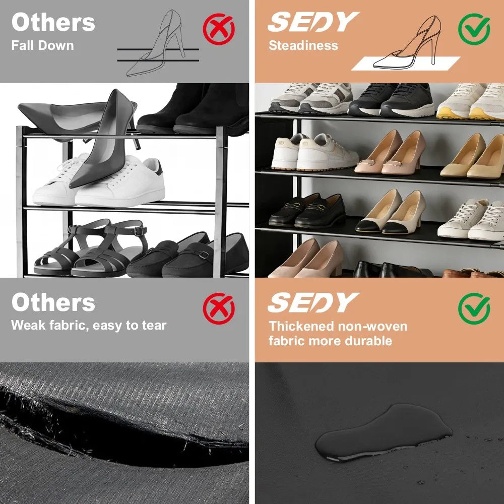 SEDY 7-Tier Shoe Rack Storage Organizer Shelf for 28–30 Pairs Bedroom Garage