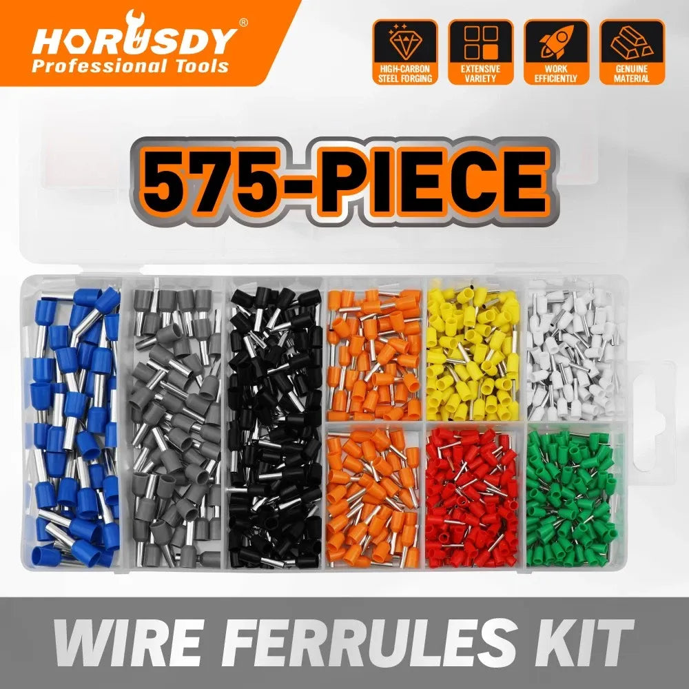 HORUSDY 575PCS Wire Crimp Connector Kit Pin End Bootlace Ferrule Terminals