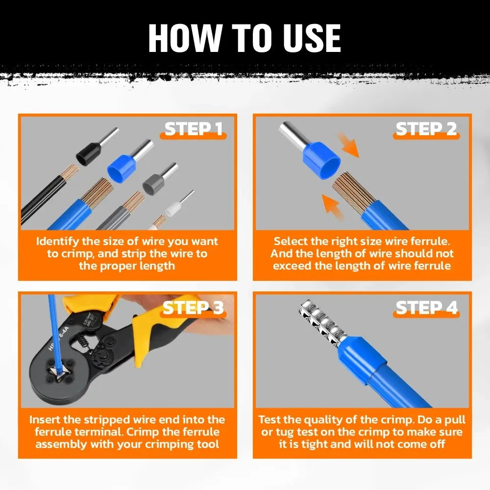 HORUSDY 575PCS Wire Crimp Connector Kit Pin End Bootlace Ferrule Terminals