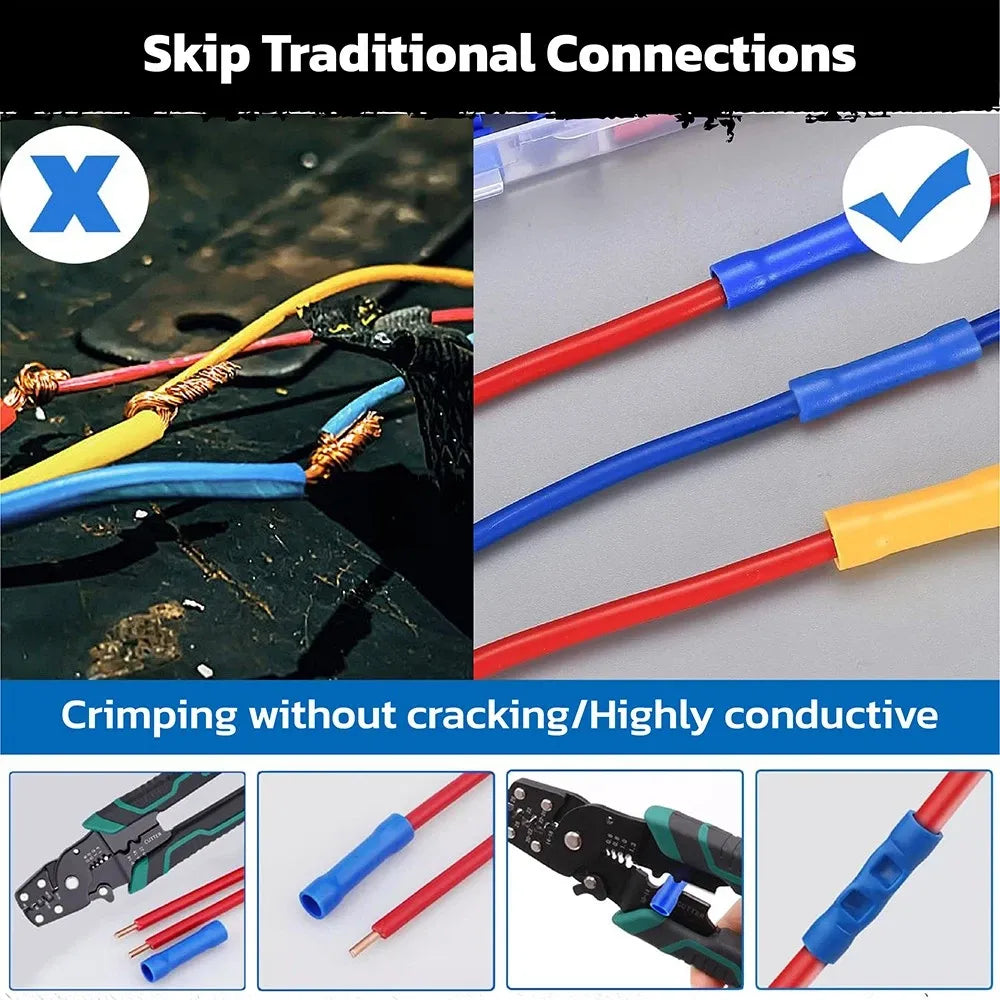HORUSDY 308PCS Crimp Terminals Kit Ring Spade Butt Connector Set for Wiring