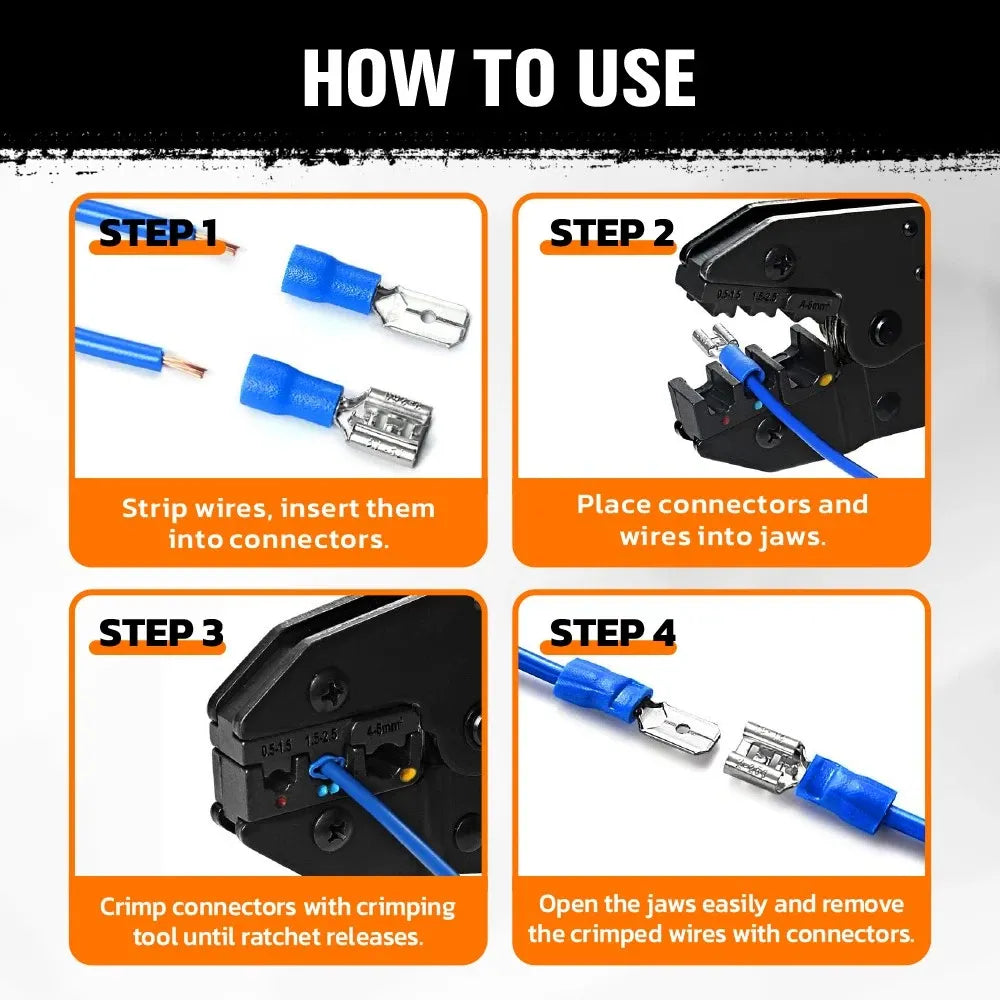 HORUSDY 200PCS Crimp Terminals Wire Connector Kit Spade Ring Butt for Car Wiring