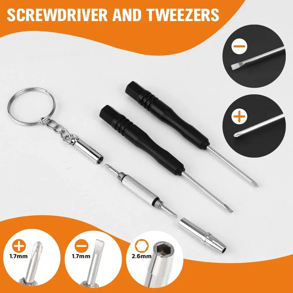 Eyeglass Sun Glasses Optical Repair Tool Screw Nut Nose Pad Assortment Set Kit