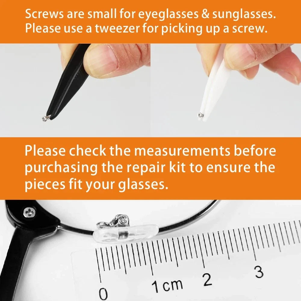 Eyeglass Sun Glasses Optical Repair Tool Screw Nut Nose Pad Assortment Set Kit