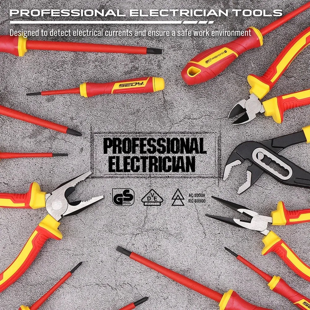 SEDY 18Pcs 1000V Insulated Electrician Tool Set Magnetic Screwdriver Pliers Kit