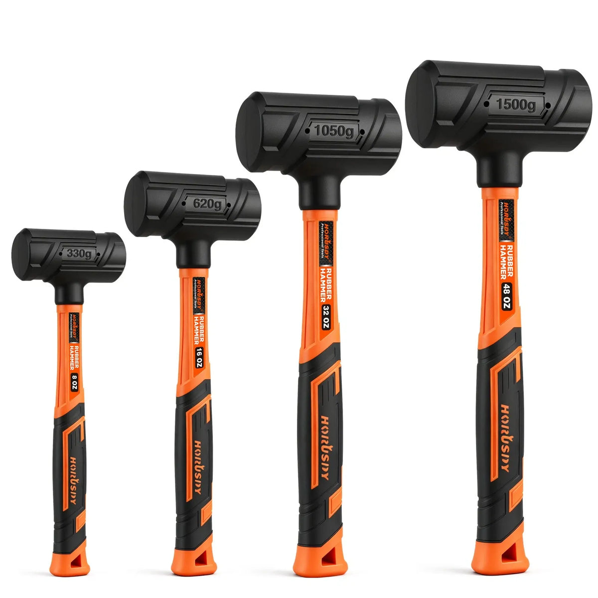 HORUSDY 4PCS Dead Blow Hammer Set Steel Shot Non-Slip Grip Carpentry & Tile