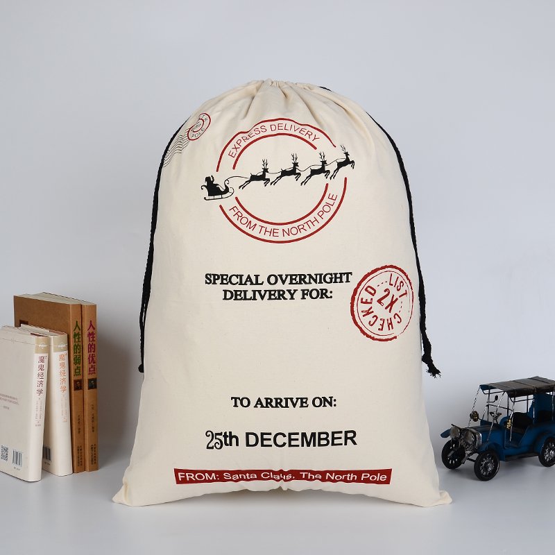 Large Christmas XMAS Hessian Santa Sack Stocking Bag - Express Delivery (2)