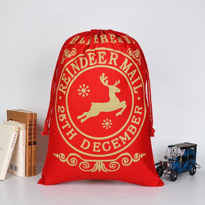 Large Christmas XMAS Hessian Santa Sack Stocking Bag - Delivery by Reindeer