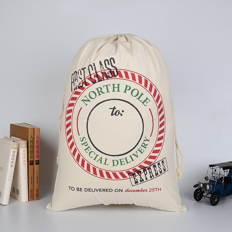 Large Christmas XMAS Hessian Santa Sack Stocking Bag - First Class Express