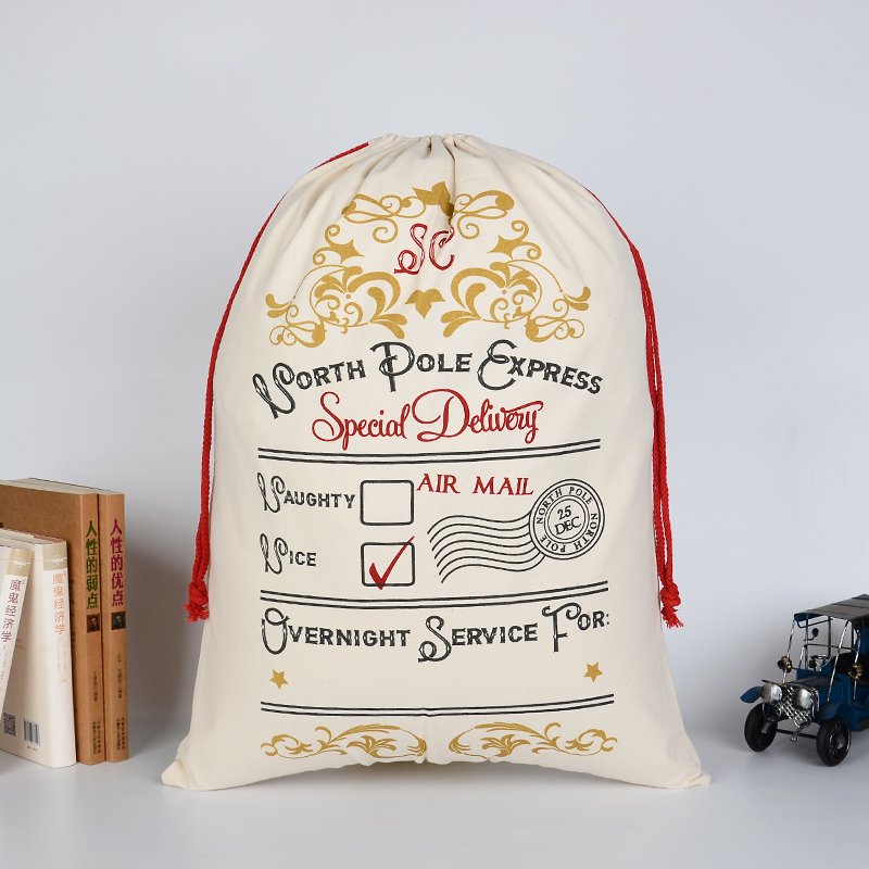 Large Christmas XMAS Hessian Santa Sack Stocking - Overnight Service For (3)