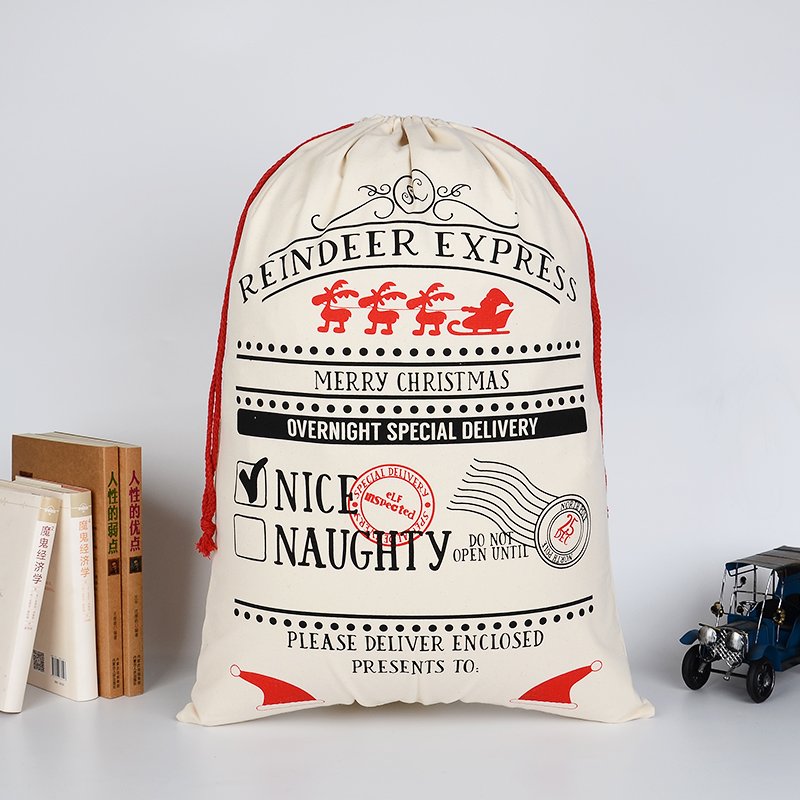 Large Christmas XMAS Hessian Santa Sack Stocking - Overnight Special Delivery