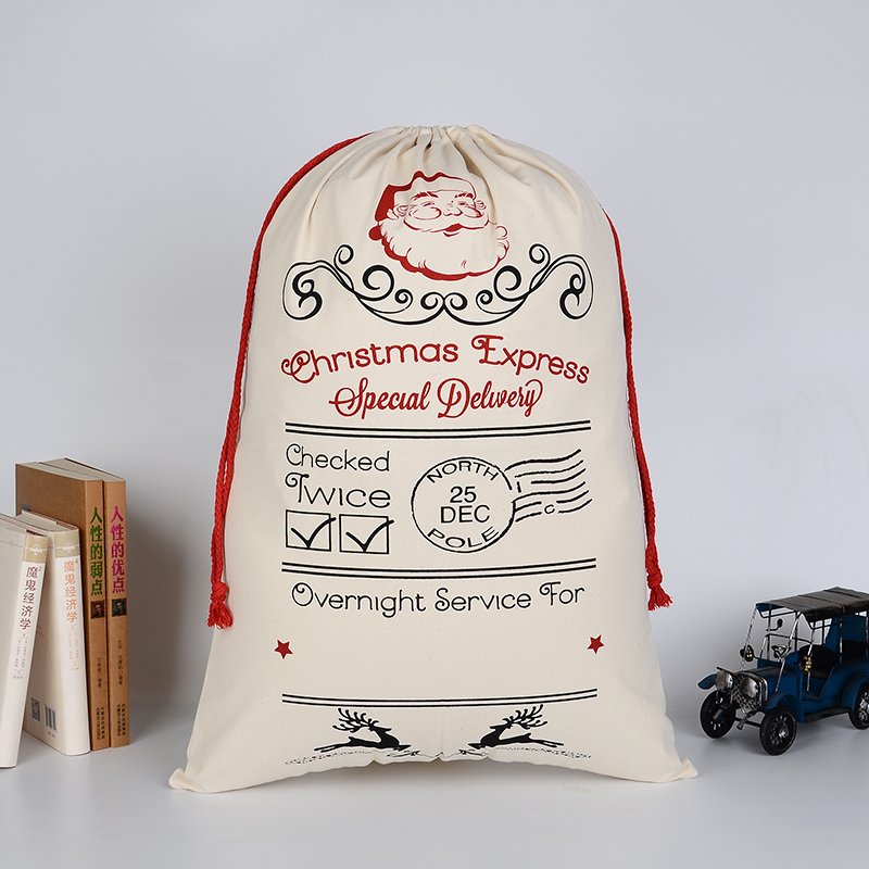 Large Christmas XMAS Hessian Santa Sack Stocking Bag - Santa Special Delivery
