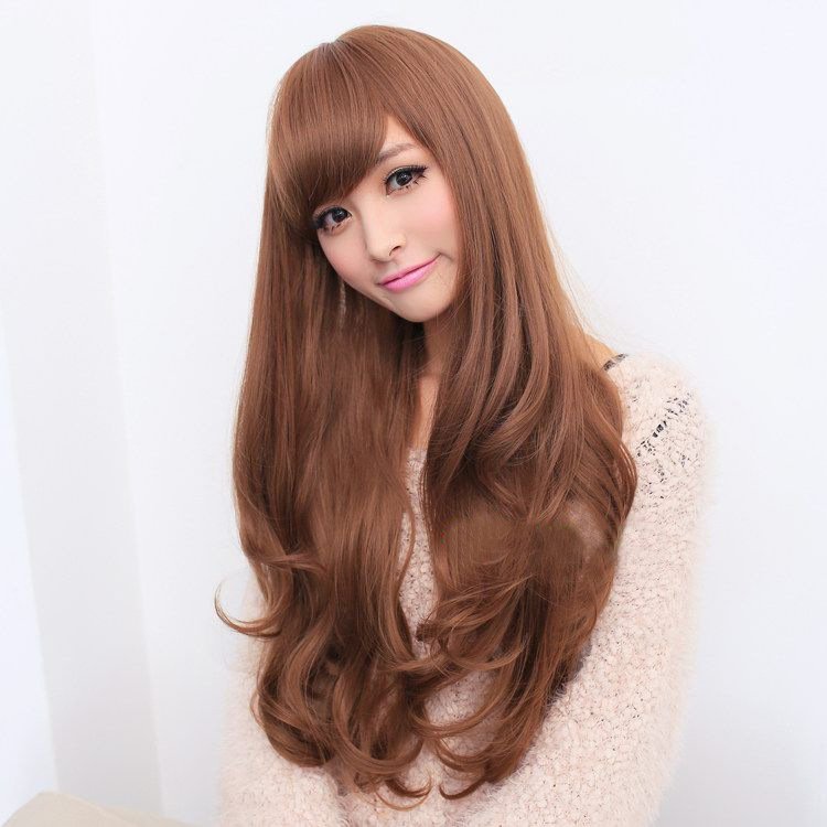 Long Wavy Curly Full Hair Wigs w Side Bangs Cosplay Costume Fancy Anime