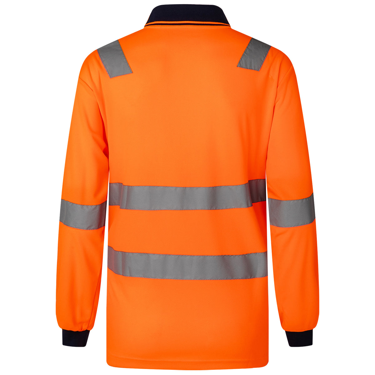HI VIS Long Sleeve Workwear Shirt w Reflective Tape Cool Dry Safety Polo 2