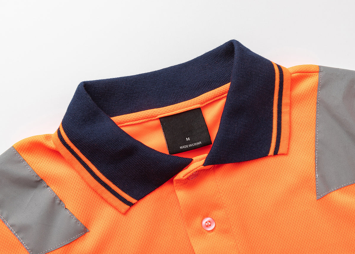HI VIS Long Sleeve Workwear Shirt w Reflective Tape Cool Dry Safety Polo 2