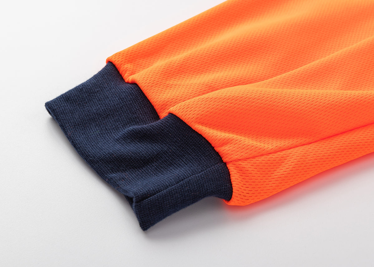 HI VIS Long Sleeve Workwear Shirt w Reflective Tape Cool Dry Safety Polo 2