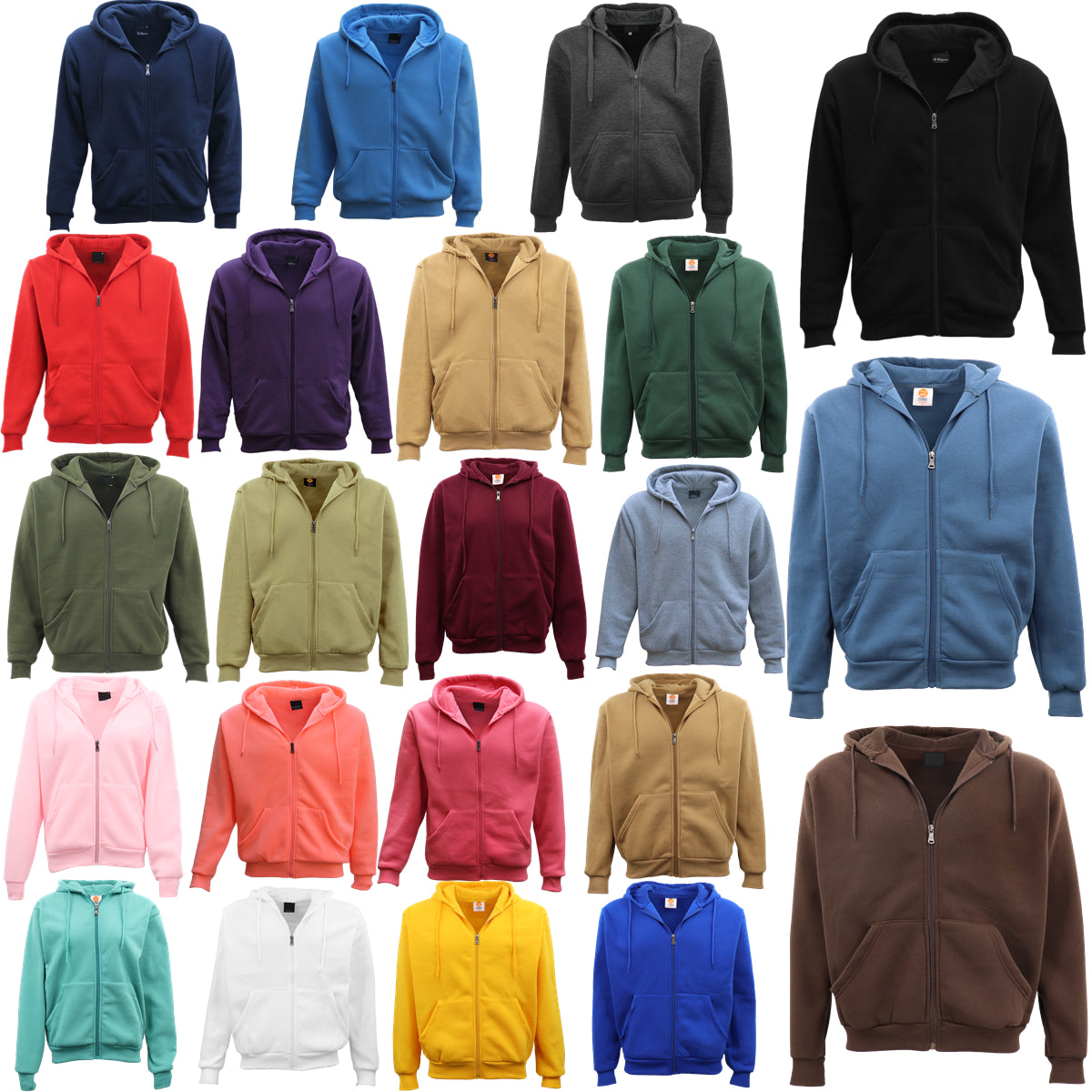 Unisex Zip Plain Fleece Hoodie Hooded Jacket Mens Sweatshirt Jumper XS - 8XL