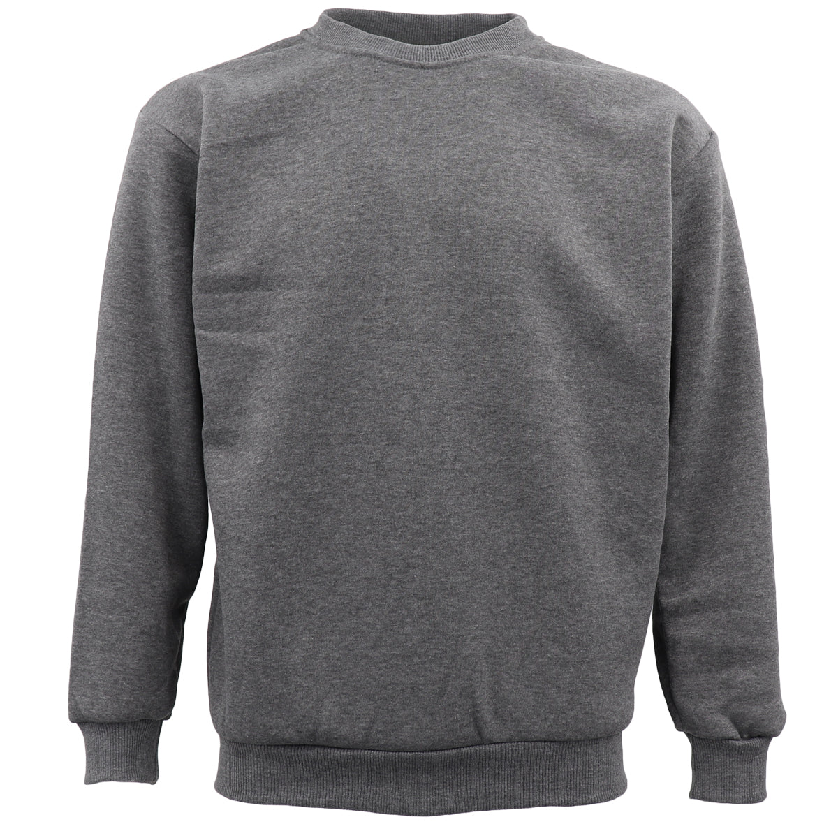 Unisex Plain Pullover Fleece Jumper Mens Long Sleeve Crew Neck Sweater, Grey, L