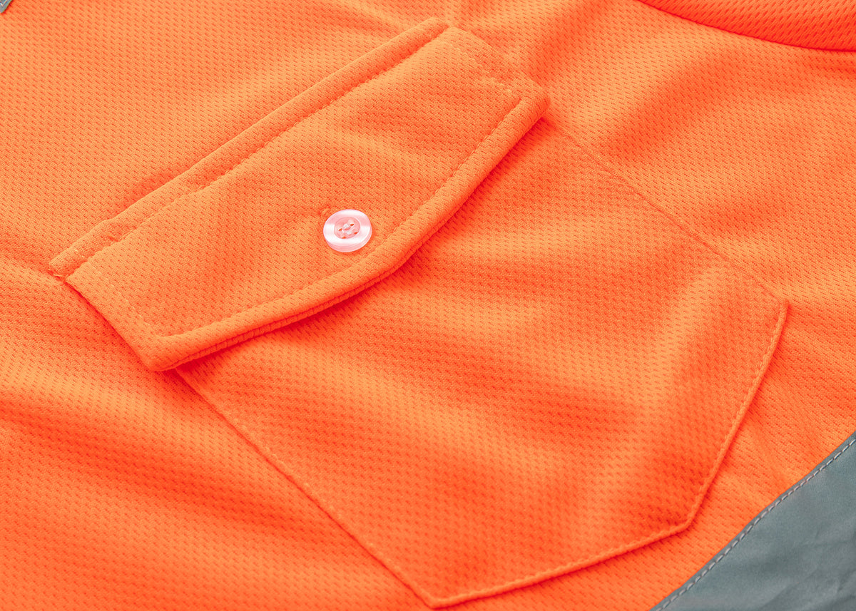 HI VIS Short Sleeve Workwear Shirt w Reflective Tape Cool Dry Safety Polo 2