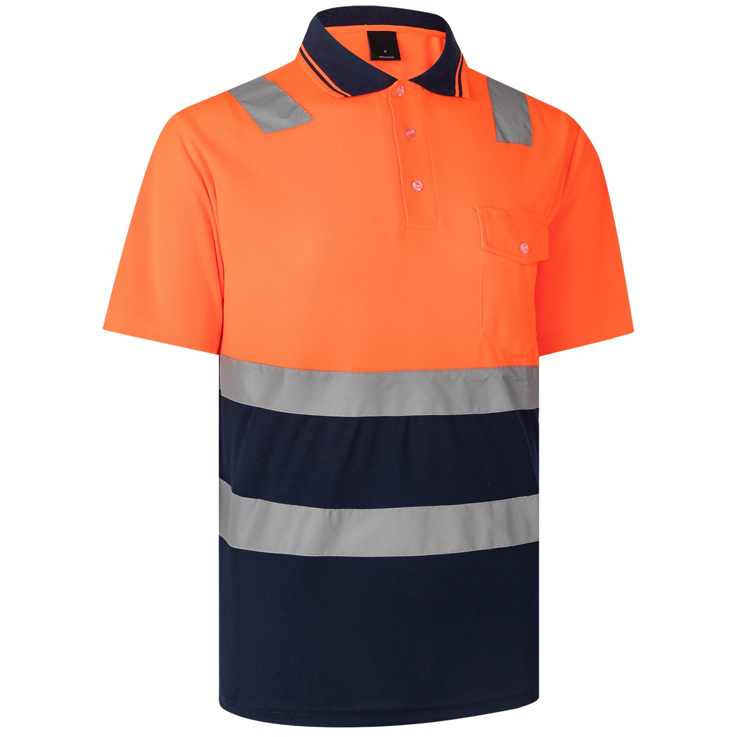 HI VIS Short Sleeve Workwear Shirt w Reflective Tape Cool Dry Safety Polo 2