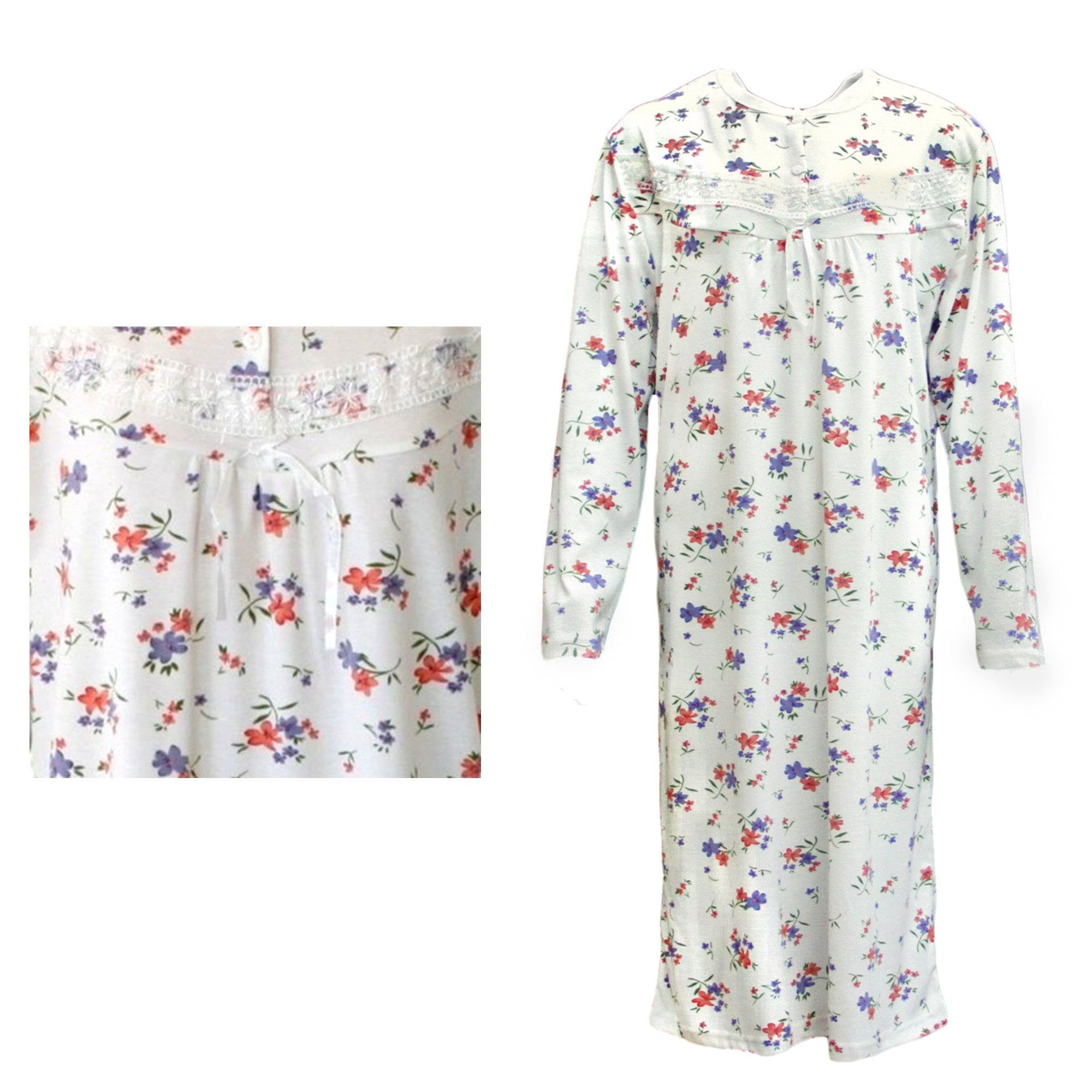 100% Cotton Women Nightie Night Gown Pajamas Pyjamas Winter Sleepwear PJs