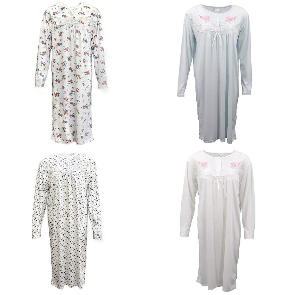100% Cotton Women Nightie Night Gown Pajamas Pyjamas Winter Sleepwear PJs