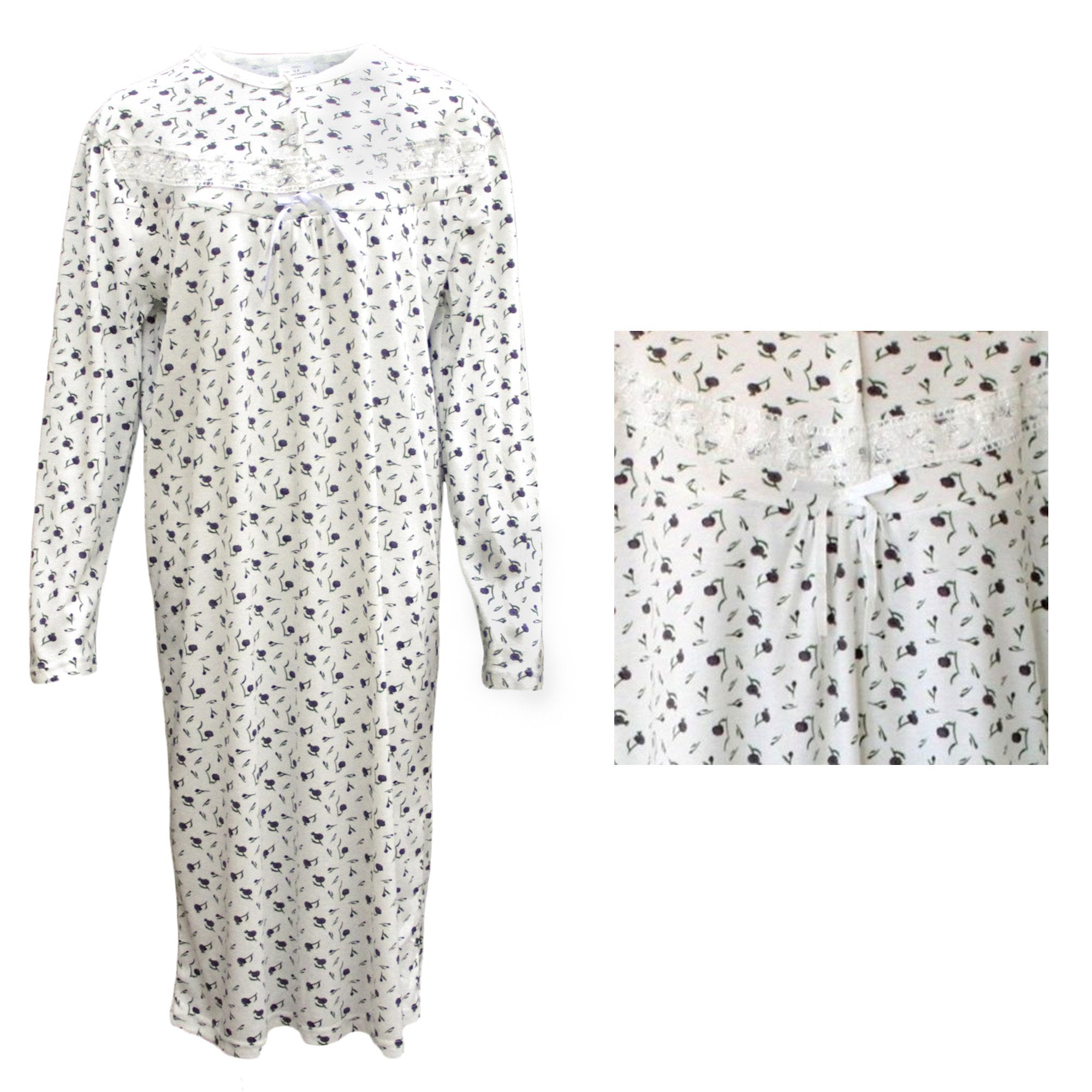 100% Cotton Women Nightie Night Gown Pajamas Pyjamas Winter Sleepwear PJs