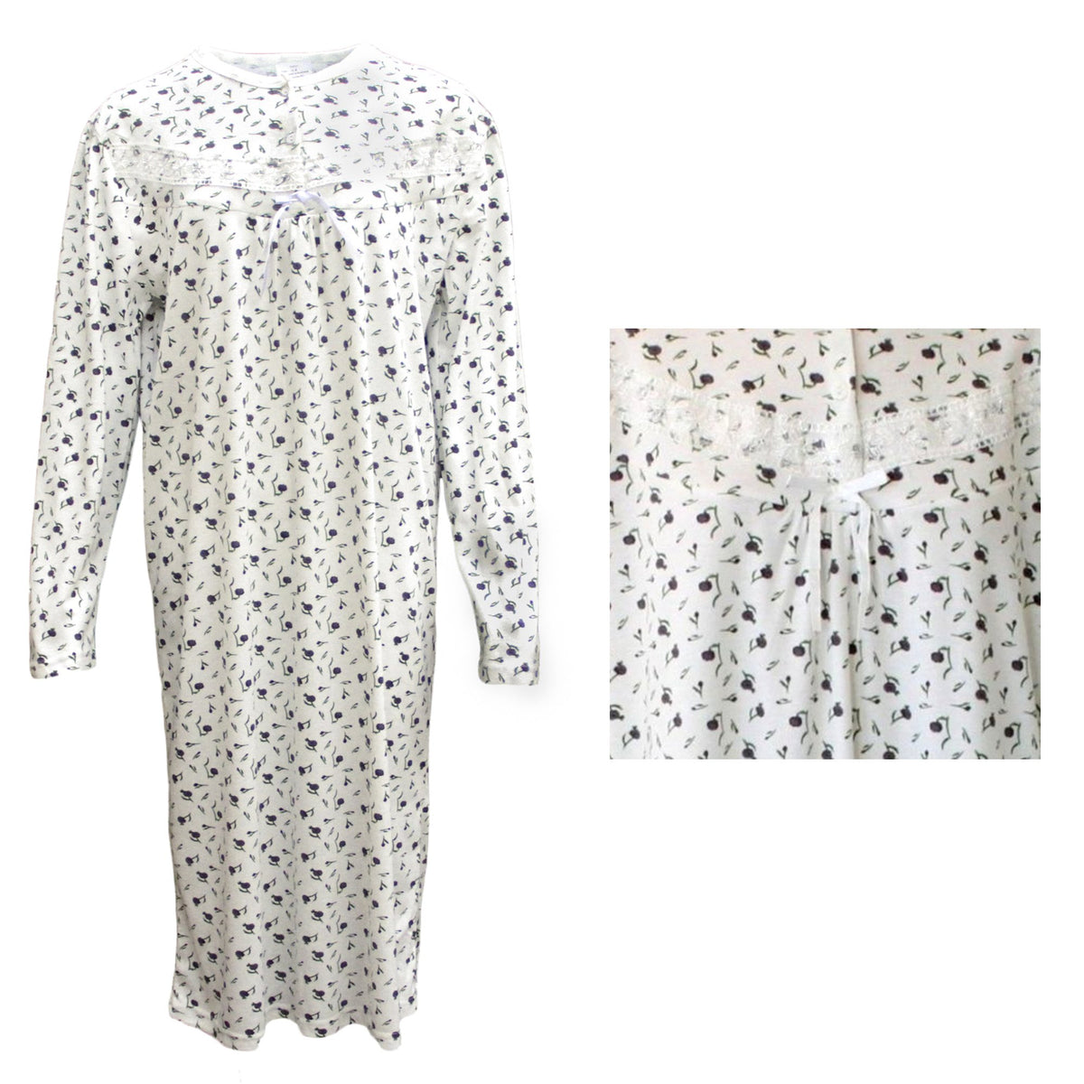 100% Cotton Women Nightie Night Gown Pajamas Pyjamas Winter Sleepwear PJs