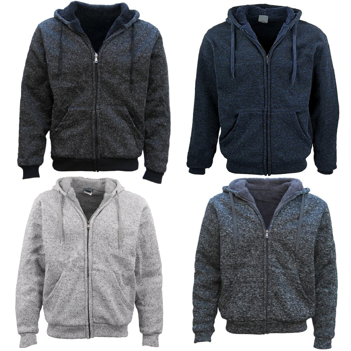 Men's Thick Zip Up Hooded Hoodie w Winter Sherpa Fur Jumper Coat Jacket