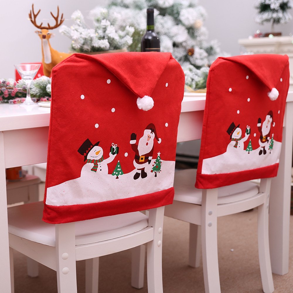 6 - 10x Christmas Santa Hat Chair Covers Table Cloth Dinner Home D谷cor