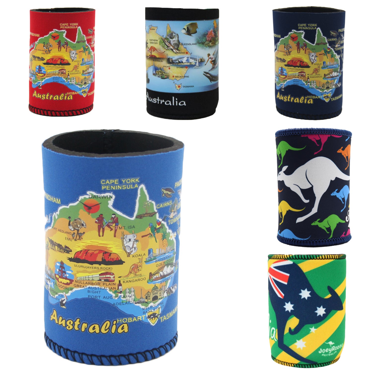 6x Australia Stubby Stubbie Holder Beer Bottle Tin Can Drink Alcohol Cooler