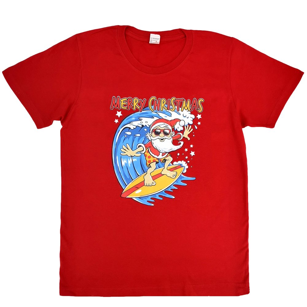 Funny Adult Christmas T - Shirt Mens Womens 100% Cotton Jolly Ugly, Santa Surf