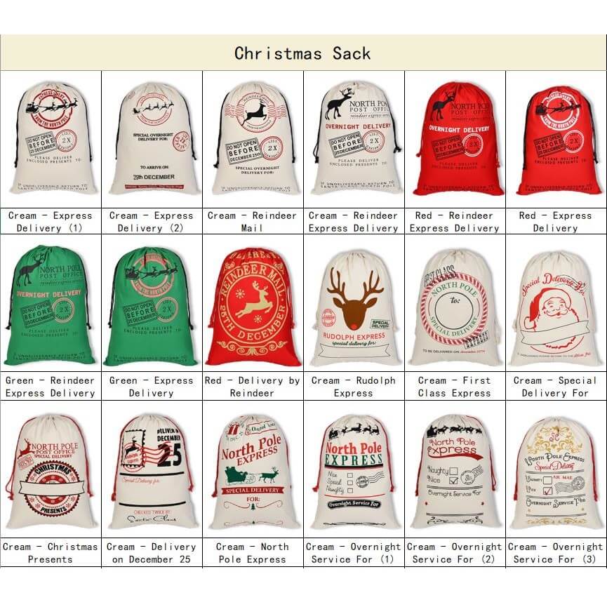 Large Christmas XMAS Hessian Santa Sack Stocking Bag - Reindeer Girl Makeup