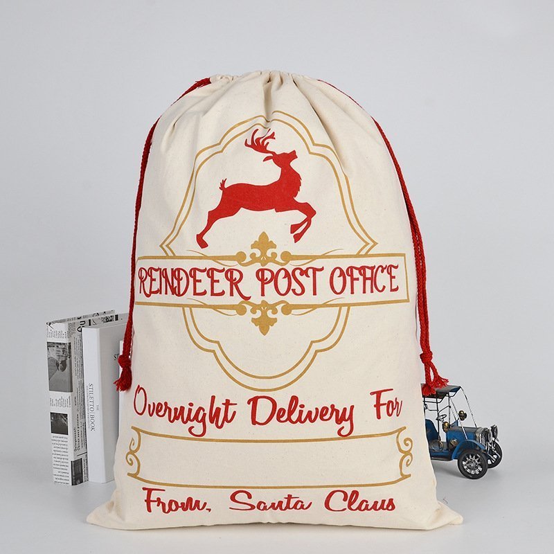Large Christmas XMAS Hessian Santa Sack Stocking Bag Reindeer - Reindeer Post