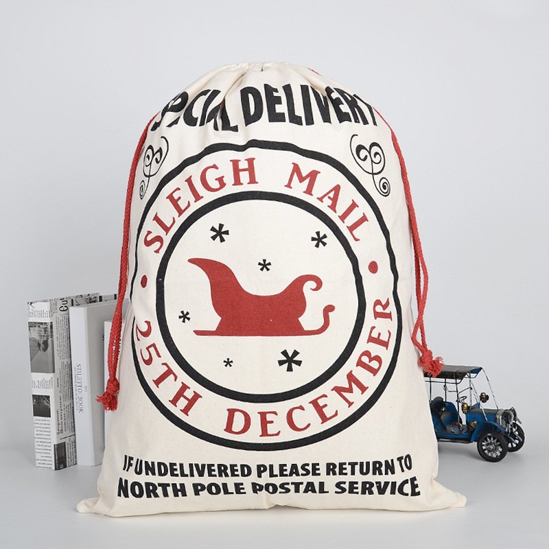 Large Christmas XMAS Hessian Santa Sack Stocking Bag - Sleigh Mail (3)