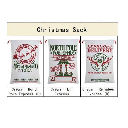Large Christmas XMAS Hessian Santa Sack Stocking Bag Reindeer - Tree In Truck