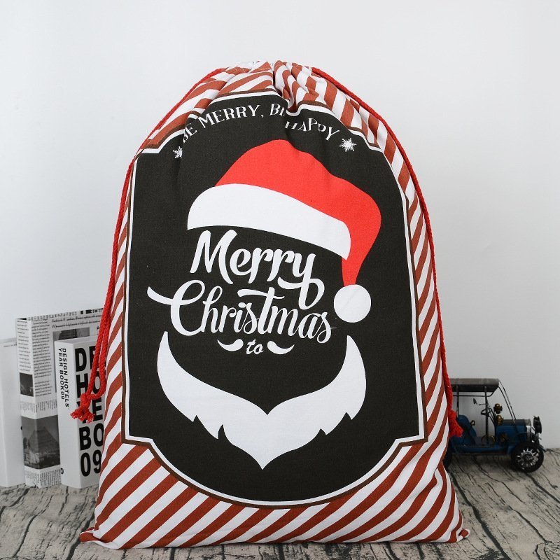 Large Christmas XMAS Hessian Santa Sack Stocking Bag Reindeer - Smile Santa