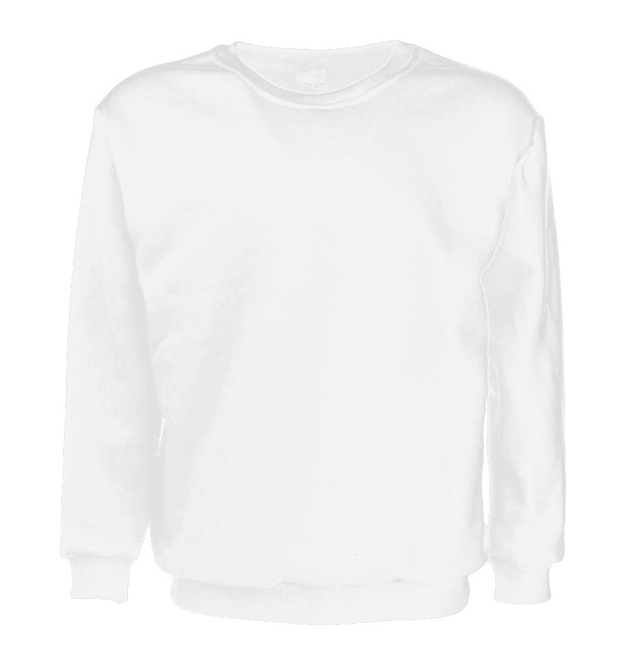 Unisex Plain Pullover Fleece Jumper Mens Long Sleeve Crew Neck Sweater, White
