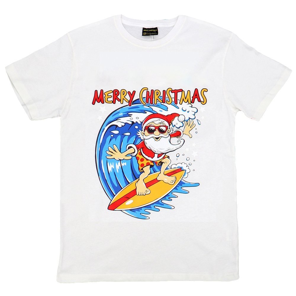 Funny Adult Christmas T - Shirt Mens Womens 100% Cotton Jolly Ugly, Santa Surf