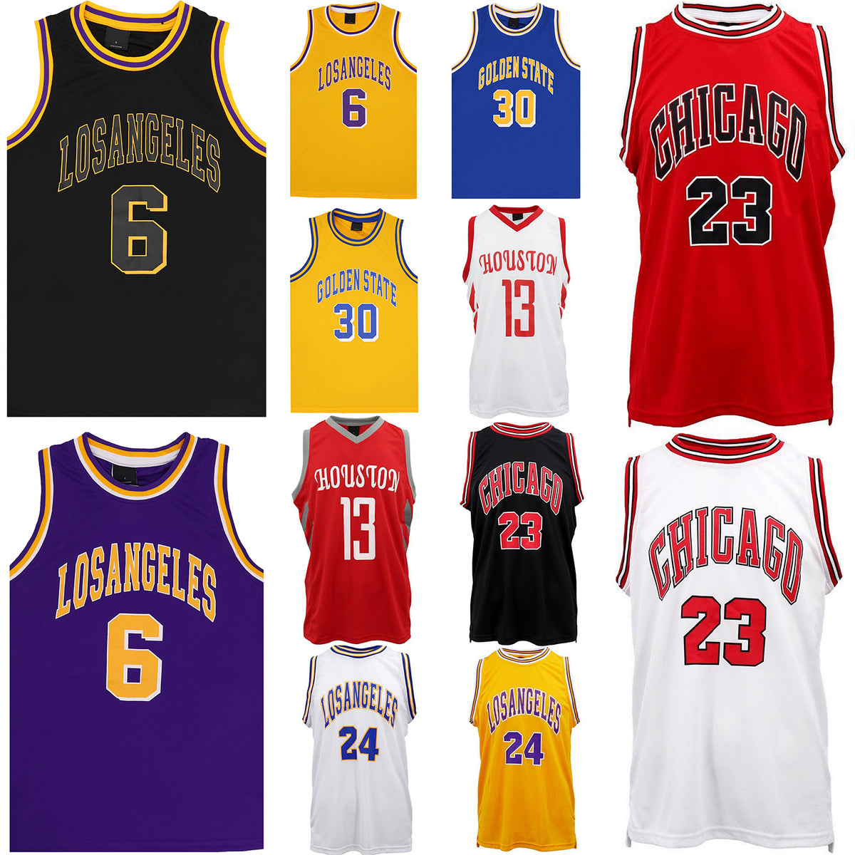 Men's Basketball Jersey Sports T - Shirt Vest Tops Gym Chicago Los Angeles