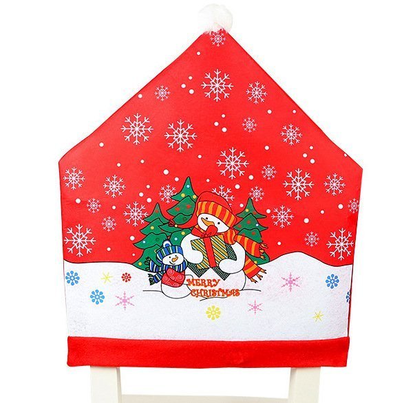 10x Christmas Chair Covers Dinner Table Santa Hat Snowman Home D谷cor