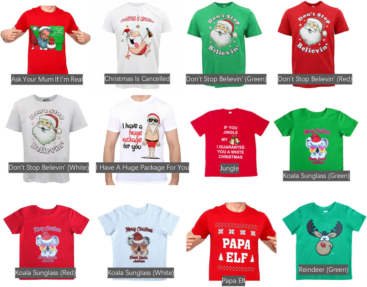 Funny Adult Christmas T - Shirt Mens Womens 100% Cotton Jolly Ugly, Santa