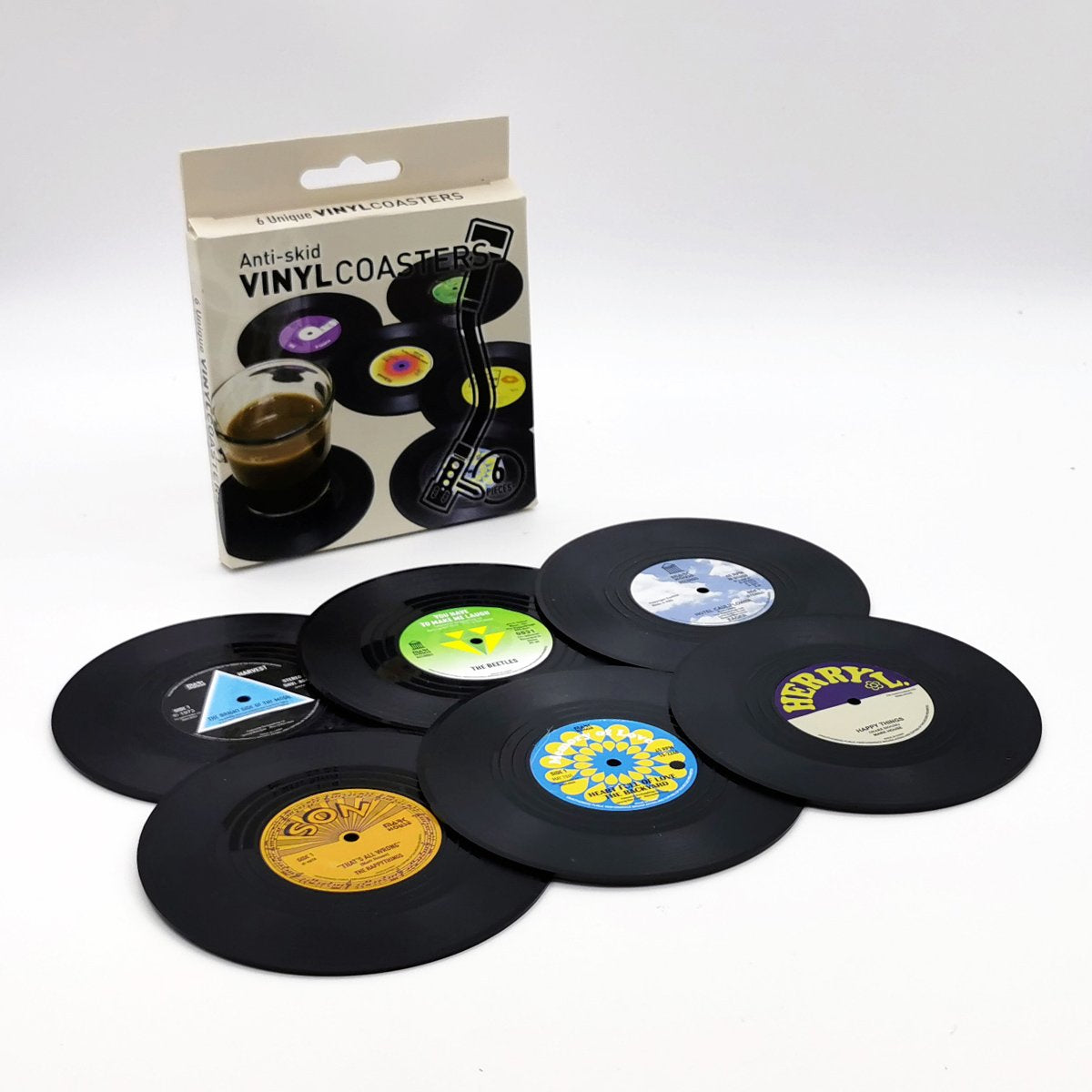 6x Creative Vinyl Record Cup Coasters Glass Drink Tableware Home D谷cor, B